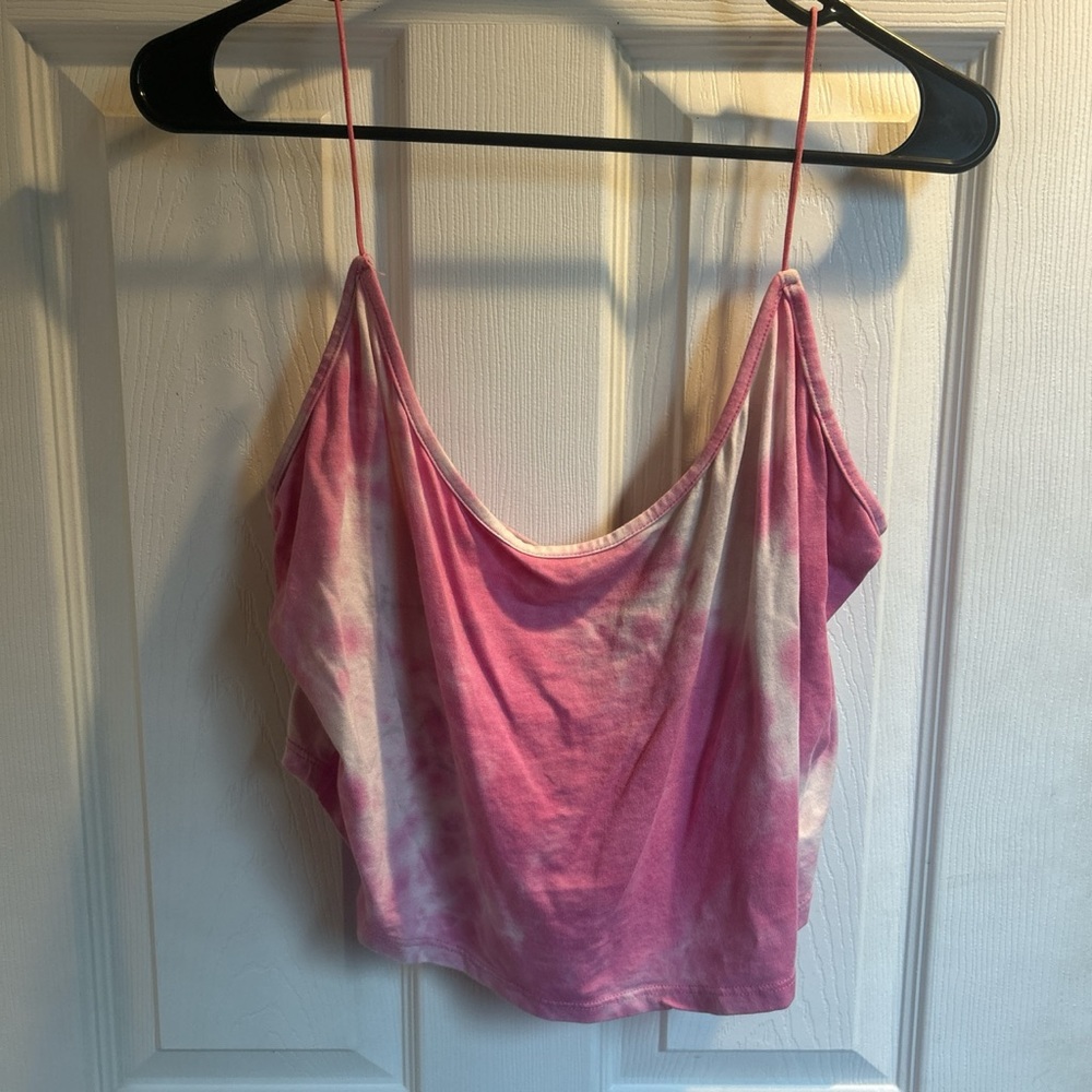 Pink and White Tie-Dye Crop Top